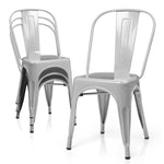 Grey[4 Pcs Stackable Metal Side Chair]Outdoor Restaurant Cafe Bistro Dining Seat