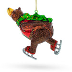 Whimsical Wintertime: Skating Bear - Blown Glass Christmas Ornament