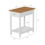 Side Table with Drawer- Narrow End Table with Storage Shelf Night Stand