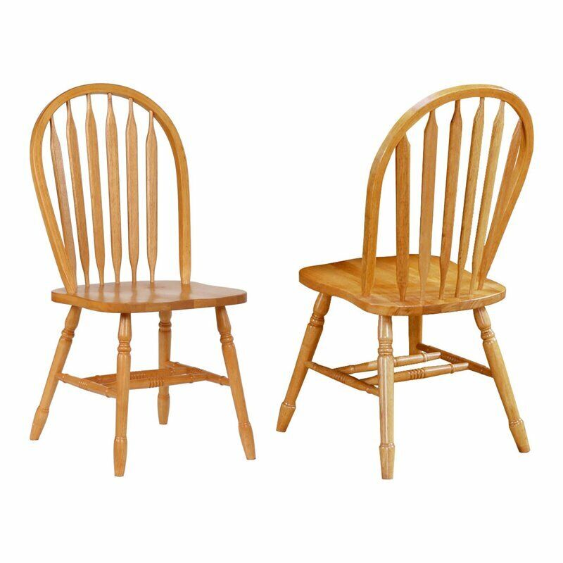 Selections Arrowback Windsor Dining Side Chair in Light Oak Solid Wood Set of 2