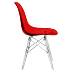 LeisureMod Dover Dining Side Chair With Acrylic Eiffel Base in Red Set of 2