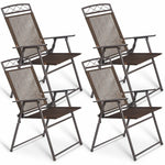 Costway 4PCS Patio Folding Sling Chairs Steel Textilene Camping Deck Garden Pool