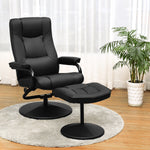 Costway Swivel PU Leather Lounge Accent Armchair Recliner Chair w/ Ottoman Black