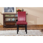 Roundhill Urban Style Solid Wood Leatherette Parson Chair in Red(Set of 2)