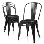 Black[4 Pack Stackable Metal Side Chair Set]Portable Kitchen Counter Dining Seat