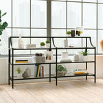 Sauder Harvey Park 3 Shelf 59" Metal Framed Glass Console Table in Black