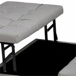 Simpli Home Harrison 36" Transitional Square Coffee Table in Dove Gray Fabric