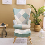 Comfy Side Armchair For Bedroom Creative Splicing Cloth Surface - Blue