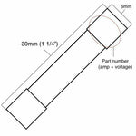 Pack of 5, 6x30mm (1/4 inch x 1-1/4 inch) MDA 3A 250v Fuses, Ceramic Slow Blow (