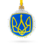 Ukrainian Heritage Coat of Arms Blown Glass Ball Christmas Ornament 3.25 Inches