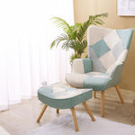 Comfy Side Armchair For Bedroom Creative Splicing Cloth Surface - Blue