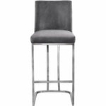 Meridian Furniture Heidi 26"H Velvet Counter Stool in Gray