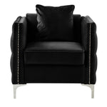 Bayberry Black Velvet Fabric Glam Chair With Pillow