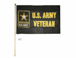 5' Wood Flag Pole Kit Wall Mount Bracket With 3X5 U.S. Army Veteran Flag