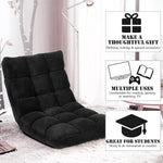 Adjustable 14-Position Floor Chair Folding Lazy Sofa Chair Cushioned Home Black