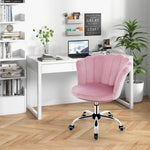 Velvet Petal Shell Chair Adjustable Mid-Back Vanity Leisure Armchair Home Pink