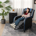 Massage Gaming Recliner Chair Pu Leather Single Recliner Sofa Chair Blue