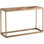 SEI Furniture Dorville Patchwork Wood Top Console Table in Brass