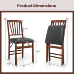 2 Pack Folding Dining Chairs Foldable Chairs w/ PVC Padded Seat & High Backrest