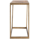 SEI Furniture Dorville Patchwork Wood Top Console Table in Brass