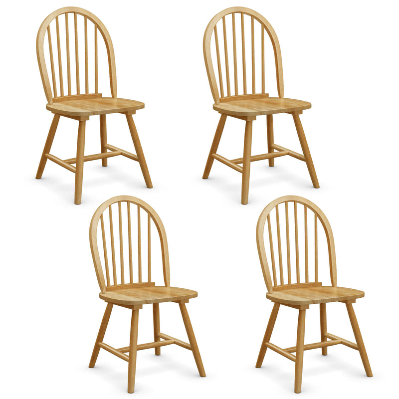 Set of 4 Vintage Windsor Dining Side Chair Wood Spindle Back Kitchen Natural