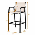 4 PCS Counter Height Stool Patio Chair Steel Frame Leisure Dining Bar Chair