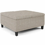 Simpli Home Harrison 36" Transitional Square Coffee Table Ottoman in Platinum...