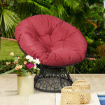 Rattan Papasan Chair Ergonomic 360-Degree Swivel Soft Cushion Garden Burgundy