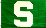 Michigan State Msu Spartans Green "S" Flag 3' X 5' College Ncaa