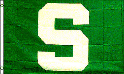 Michigan State Msu Spartans Green "S" Flag 3' X 5' College Ncaa