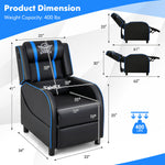 Massage Gaming Recliner Chair Pu Leather Single Recliner Sofa Chair Blue