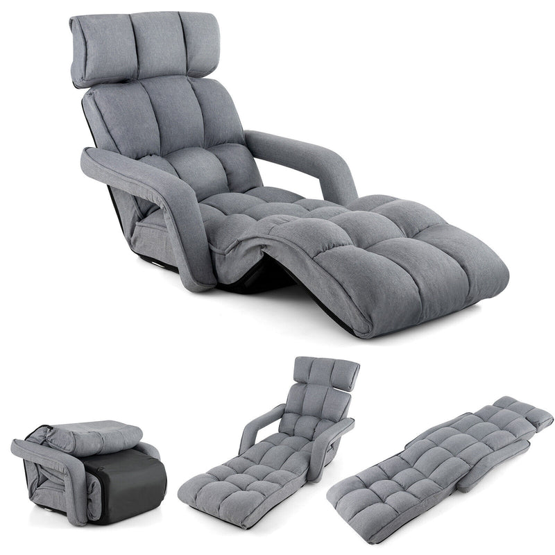 6-Position Adjustable Floor Chair for Adults Foldable Lazy Sofa for Living Room