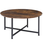 Round Coffee Table X Shaped Metal Frame Dinning Table Indoor Office Home Use