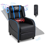 Massage Gaming Recliner Chair Pu Leather Single Recliner Sofa Chair Blue