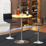 Yellow Adjustable Height Pub Bar Cocktail Table Wooden 360 Swivel Round Tabeltop