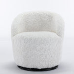 360° Swivel Artificial Rabbit Hair Fabric Swivel Accent Armchair Barrel Chair