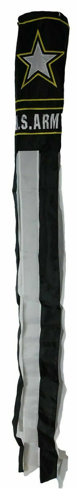 60" U.S. Army Star Black Nylon Embroidered Wind Sock Windsock