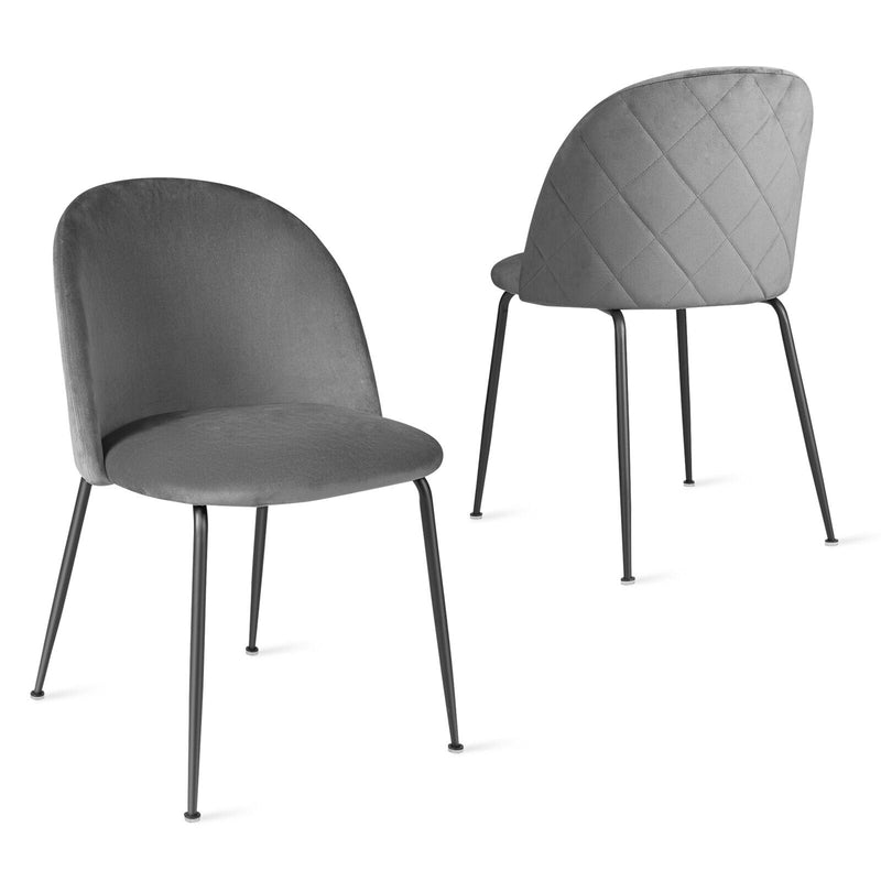 Set of 2 Dining Chair Upholstered Velvet Chair Set W/Metal Base for Living Room
