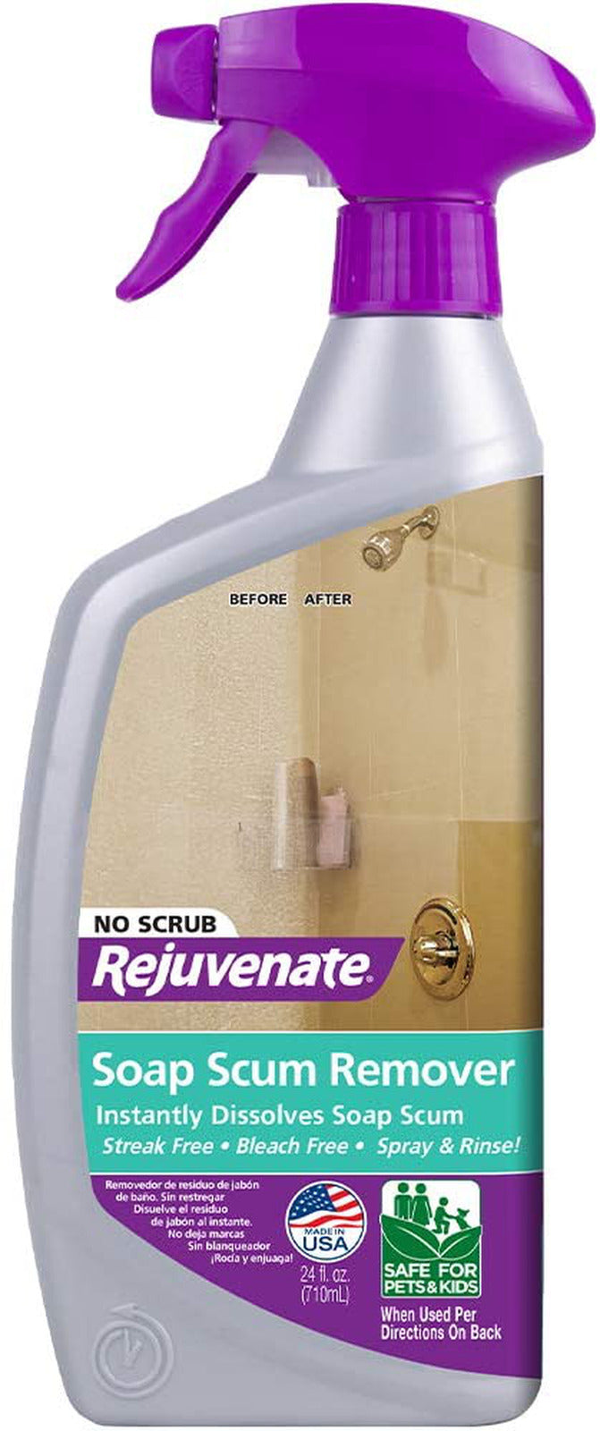 Rejuvenate Scrub Free Soap Scum Remover Shower Glass Door Cleaner Works on Ceram