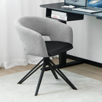 Modern Armchair Swivel Accent Chair w/ Sherpa Covered Back PU Seat & Steel Legs