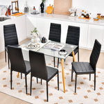 Set of 6 Dining Chair Metal Legs Kitchen Dining Room Seat w/High Backrest Black