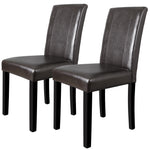 Parson Dining Chair 6 Pieces Brown Blended Leatherette Solid Wood Construction