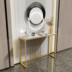 Style Entryway Marble Console Table Sofa Side Table Sintered Stone Top Gold Base