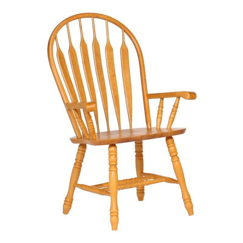 Selections Comfort Windsor Dining Chair with Arms Light Oak Solid Wood Armchair