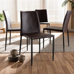 Baxton Studio Pascha Faux Leather Dining Chair in Brown (Set of 4)