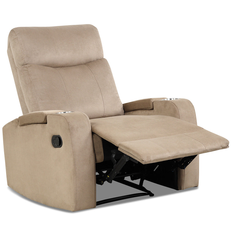 Giantex Recliner Sofa Chair Lounger w/ Arm Storage Footrest & Cup Holder Brown