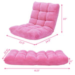 Foldable 14-Position Adjustable Floor Chair Cushioned Lazy Sofa Comfort Pink