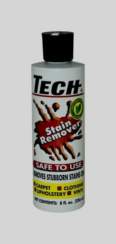 Tech No Scent STAIN REMOVER Liquid Multi Purpose Non-toxic Carpet Clothing 8 oz