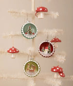 Set/2 3" Bethany Lowe Red Spot Fairy Mushroom Ornament Woodland Christmas Decor