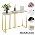 Style Entryway Marble Console Table Sofa Side Table Sintered Stone Top Gold Base